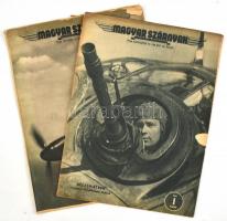 1944 A Magyar Szárnyak repülésügyi újság VII. évfolyamának 16. és 20. száma, több II. világháborús írással és fotókkal, kisebb szakadásokkal és hiánnyal