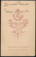 cca 1869 Pécs, Exner Gyula fényképész műtermében készült, vizitkártya méretű, feliratozott, vintage ...