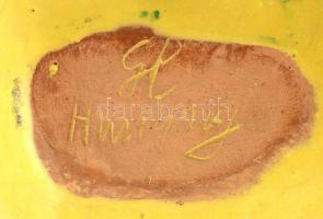 Gorka Lívia (1925-2011): Csigás tálka, festett mázas kerámia, egy apró lepattanással, jelzett