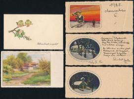 cca 1930 14 db üdvözlő kártya