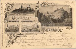 1903 Torna, Turna; vár, megyeház, városház. Steinberger Ig. kiadása / castle, county and town halls. Art Nouveau, floral (EK)