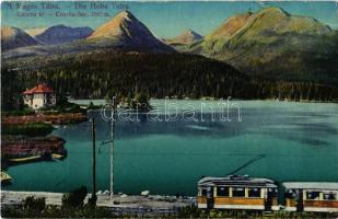 1915 Tátra, Vysoké Tatry; Csorba tó, villamos / Csorber-See / tram by Strbské pleso