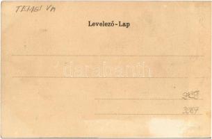 Temesvár, Timisoara; Szt. György tér, villamos, Keppich Kálmán és Palágyi József üzlete, Lenz szállo...