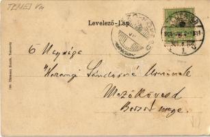 1905 Temesvár, Timisoara; Szt. György tér, villamos, Keppich Kálmán és Palágyi József üzlete, Lenz s...