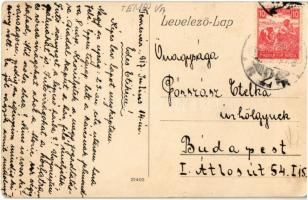 1917 Temesvár, Timisoara; Híd a Hungária fürdővel, villamos / bridge, spa, tram (EK)