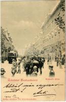 1900 Szabadka, Subotica; Kossuth utca télen, villamos. Heumann Mór kiadása / street, tram, winter (EK)