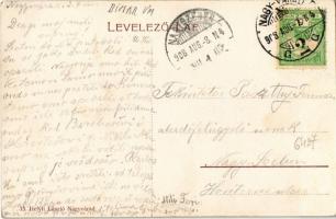 1908 Nagyvárad, Oradea; vasútállomás, villamos / railway station, tram