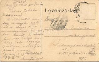 1908 Nagyvárad, Oradea; Nagy piac tér, Lloyd épület, villamos, Andrényi Károly és fiai üzlete. W.L. ...