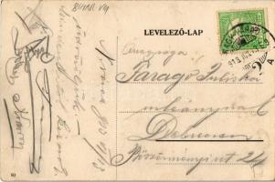 1913 Nagyvárad, Oradea; Fekete Sas szálloda, villamosok, piac / hotel, trams, market