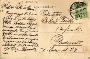 1911 Nagyvárad, Oradea; Görög keleti püspöki palota, villamos, piac. Klein Sándor és Vilmos kiadása ...