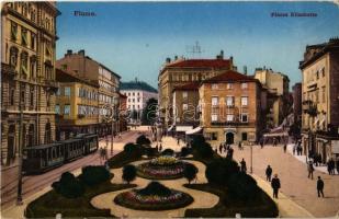 Fiume, Rijeka; Piazza Elisabetta / square, urban railway, Cafe Adria / Erzsébet tér, Adria kávéház, városi vasút