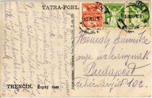 1922 Trencsén, Trencín; Zupny dom / megyeház, Julia Makková angol és francia divatáru üzlete, vár / ...