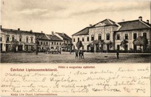 1906 Liptószentmiklós, Liptovsky Mikulás; Fő tér, megyeház épület. Löwy Dezső kiadása / main square, county hall