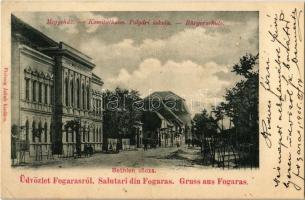 1905 Fogaras, Fagaras; megyeház, polgári iskola. Fleissig Jakab kiadása / county hall, school (EK)