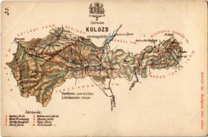 Kolozs vármegye térképe. Kiadja Károlyi Gy. / Map of Cluj county (EB)