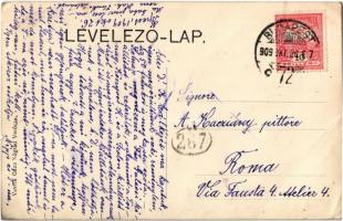 1909 Verőce, Nógrádverőce, Nógrád-Verőcze; Vasútállomás, gőzmozdony, Madari villa, Svadlo villa, nya...