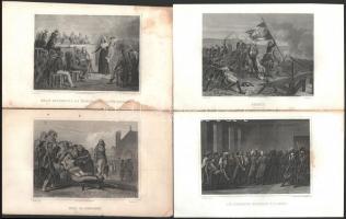8 db metszet pappíron a francia forradalomról és a napóleoni korszakról (Marie Antoinette a tribunál...