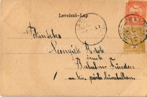 1902 Lőcse, Levoca; városház. Címeres szecessziós keret, Latzin János kiadása / town hall. Art Nouve...