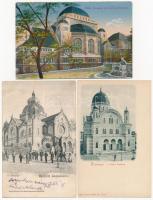 7  db RÉGI zsinagóga képeslap: Szabadka, Firenze, München, Essen, Újvidék, Róma, Nürnberg / 7 pre-19...