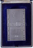 1941. JUHÁSZ ISTVÁN SERLEGMÉRKŐZÉS IV.díj GAMMA - H.T.I., DANUVIA - M.O.M. Zn labdarúgó díjérem eredeti dobozában, BERÁN N. BUDAPEST DÖBRENTEI U. 2. gyártói jelzéssel (100x55mm) T:1-