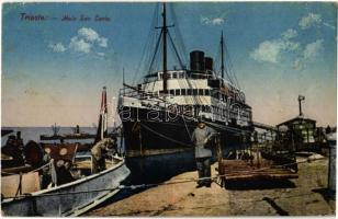 Trieste, Trieszt; Molo San Carlo / ocean liner steamship at the port, boat (EK)