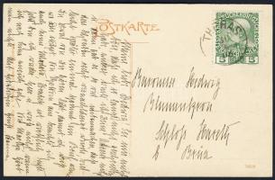 Képeslap bélyegfüzetből származó 5h bélyeggel, Postcard with 5h stamp from stamp booklet, Postkarte mit Marken aus Markenheftchen