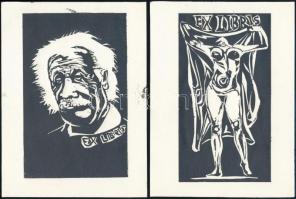 Jelzés nélkül: össz. 4 db Ex libris, 1 db női akt motívummal, 1 db Albert Einstein portréjával. Fametszet, papír, lapméret 14x10,5 cm