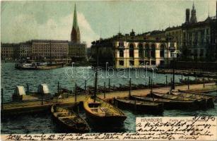 1903 Hamburg, Partie am Jungfernstieg / port, boats