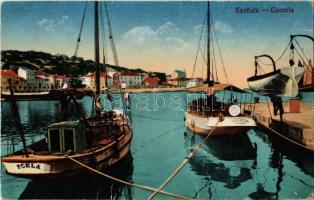 Korcula, Curzola; port, Pcela and G. Karmena Viganj ships