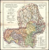 cca 1930-35 Nógrád és Hont vármegye közigazgatásilag egyelőre egyesített vármegyék közigazgatási térképe, tervezte Tallián Ferenc, restaurált-ragasztott szakadásokkal, 1:400 000, 27x26 cm