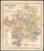 cca 1943-44 Békés vármegye térképe, átdolgozta Tallián Ferenc, restaurált-ragasztott szakadásokkal, 1:420 000, 25x21,5 cm