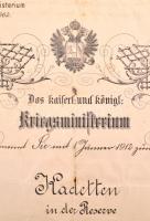 1912 Tartalékos hadnagyi kinevezés Krobatin hadügyminiszter aláírásával / 1912 Warrant for leutnant ...