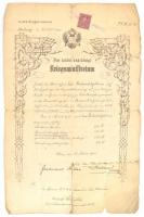 1916 Hadügyminisztériumi pénzkiutalásról szóló levél