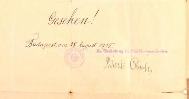 1916 Hadügyminisztériumi pénzkiutalásról szóló levél