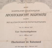1917 Főhadnagyi kinevezés szárazpecséttel