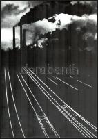cca 1970 Gebhardt György (1910-1993) budapesti fotóművész hagyatékából feliratozott vintage fotóművészeti alkotás, a magyar fotográfia szocreál korszakából (Ipari táj), 39,5x28 cm