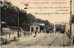 1904 Budapest XII. Zugliget, Villamos végállomás, villamosok, építkezés