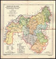 cca 1930-35 Szabolcs és Ung közigazgatásilag egyelőre egyesített vármegyék közigazgatási térképe, tervezte: Tallián Ferenc, Magyar Földrajzi Intézet Rt., hátoldala ragasztott, 27×27 cm