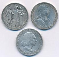 1935. 2P Ag Pázmány + 1935 2P Ag Rákóczi + 1936. 2P Ag Liszt Ferenc T:2 patina  Adamo P7, P7.2, P7.3