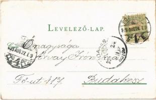 1905 Pozsony, Pressburg, Bratislava; Mária Terézia szobor, sétány, színház. J. Wohlmuth kiadása / st...