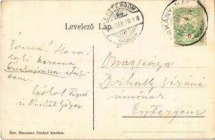 1907 Párkánynána, Párkány-Nána, Stúrovo; vasútállomás, vonat, kút. Özv. Neumann Gézáné kiadása / rai...