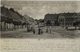 1903 Pinkafő, Pinkafeld; Fő tér, takarékpénztár / Hauptplatz, Sparkassa / main square, savings bank + KICZLÉD POSTAI. ÜGYN.