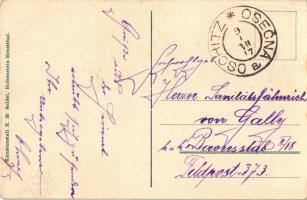 1917 Lázne Kundratice, Bad Kunnersdorf (Osecná, Olschwitz); Partie am Gondelteich /  lake, Hotel Sei...