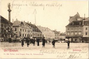 1901 Wiener Neustadt, Bécsújhely; Hauptplatz. Verlag Josef Popper / main square, shops, execution place of Fran Krsto Frankopan and Franz III. Nádasdy