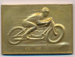 1930. KSC I. díj aranyozott Br motorsport díjplakett, Huguenin gyártói jelzéssel (50x71mm) T:2
