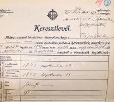 cca 1880-1940 Kb 30 db okmánybélyeges irat. Anyakönyvi kivonat stb