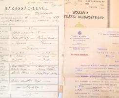 cca 1880-1940 Kb 30 db okmánybélyeges irat. Anyakönyvi kivonat stb
