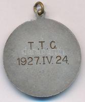 1927. "T.T.C. 1927.IV.24." motorsport ezüstözött, fülezett Br emlékérem (29mm) T:2- patina
