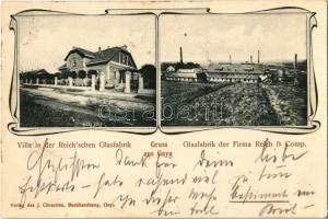 1904 Kyjov, Gaya; Villa in der Reichschen Glasfabrik, Glasfabrik der Firma Reich & Comp. J. Chrastina / glass factory, villa. Art Nouveau