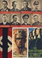 Érdekes náci propaganda tétel: A Wehrmacht hősei 8 db kis ismertető füzetecske német katonákról, + 2 db propaganda falragasz + karszalag
